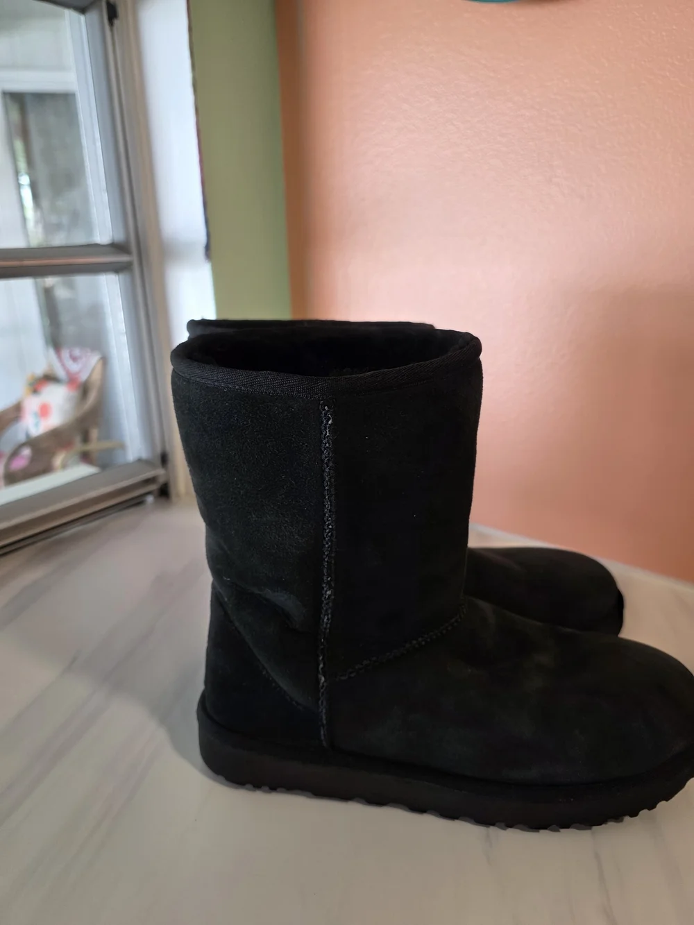UGG Classic Short Black Suede Shearling Boots